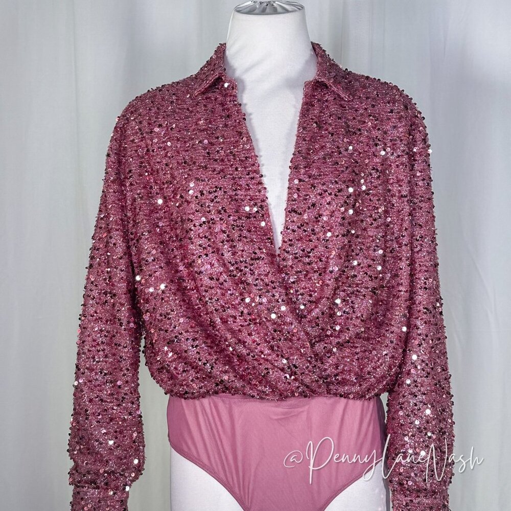 Fashion Nova Mauve Rain On Me Sequin Skirt Set - Picture 3 of 15